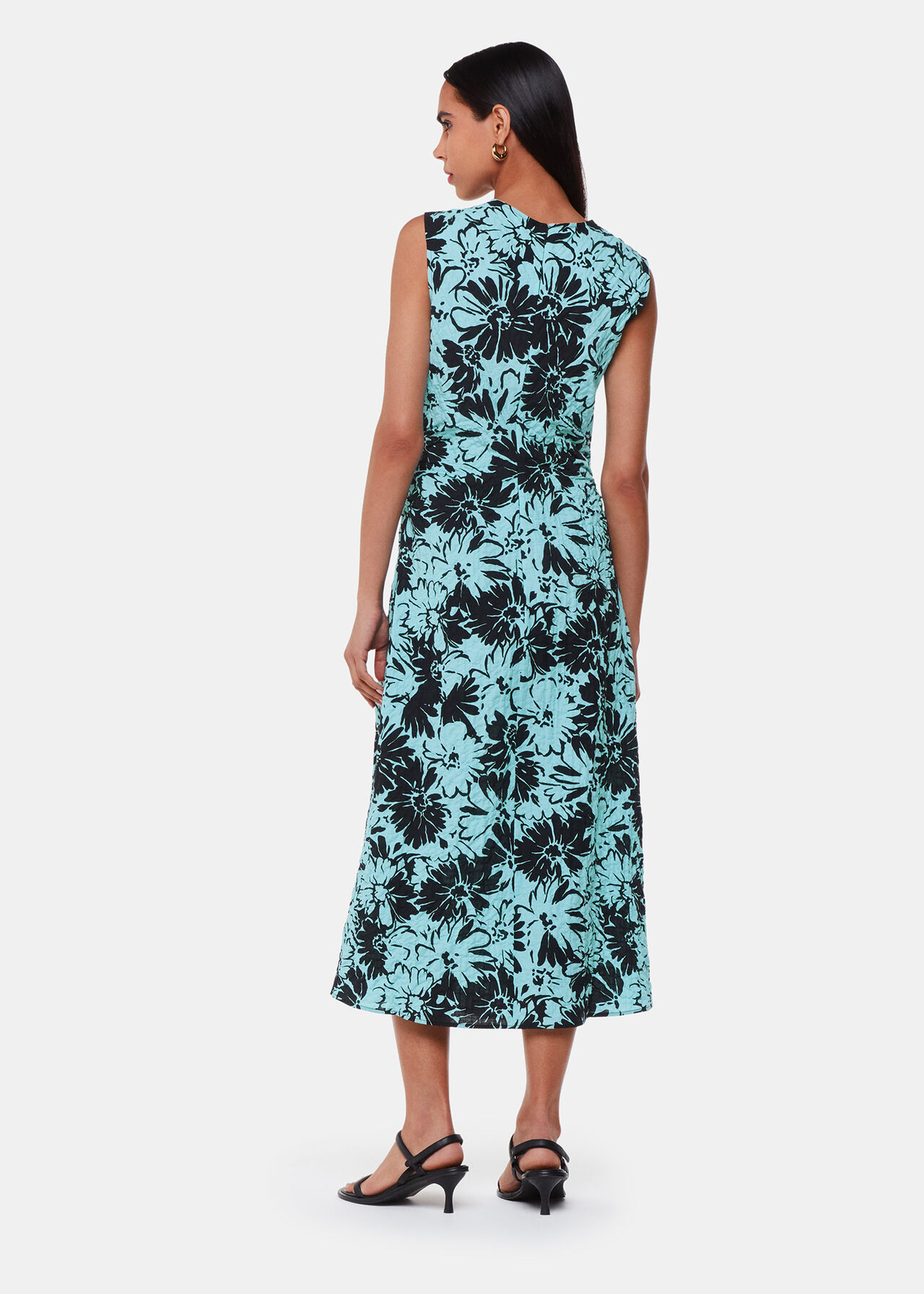 Pansy Print Textured Dress