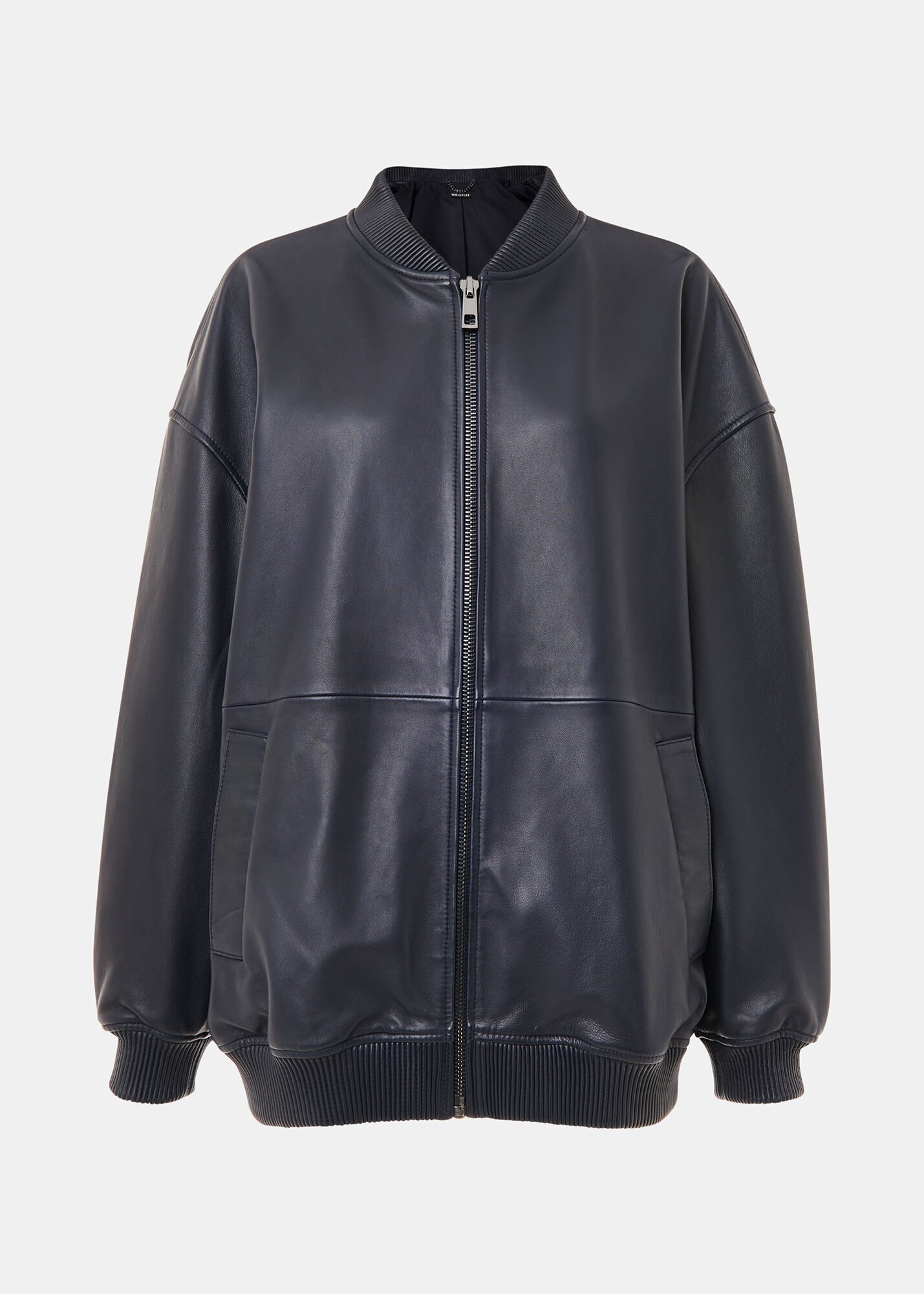 Whistles grey leather jacket top