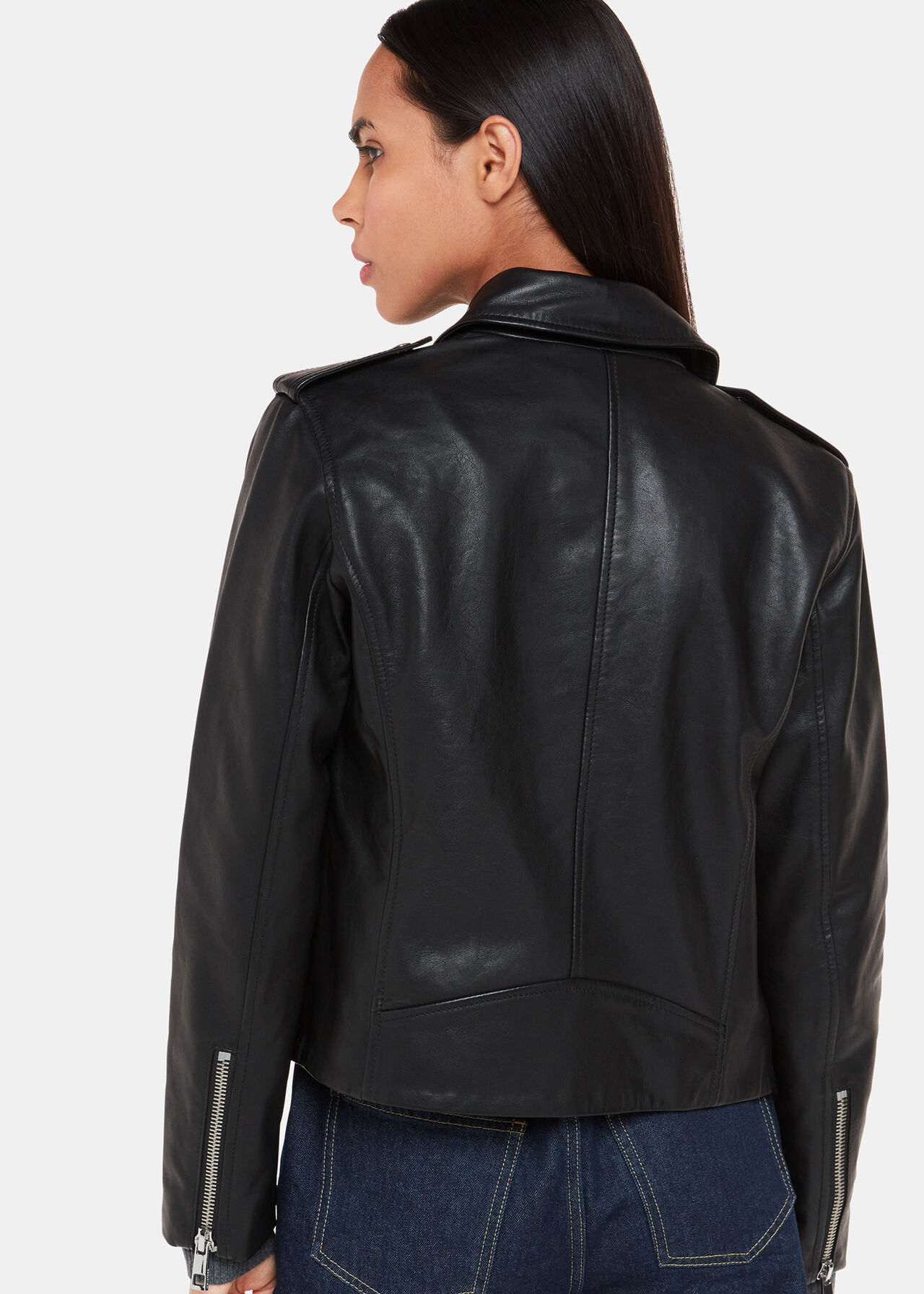 Agnes Pocket Leather Jacket Black
