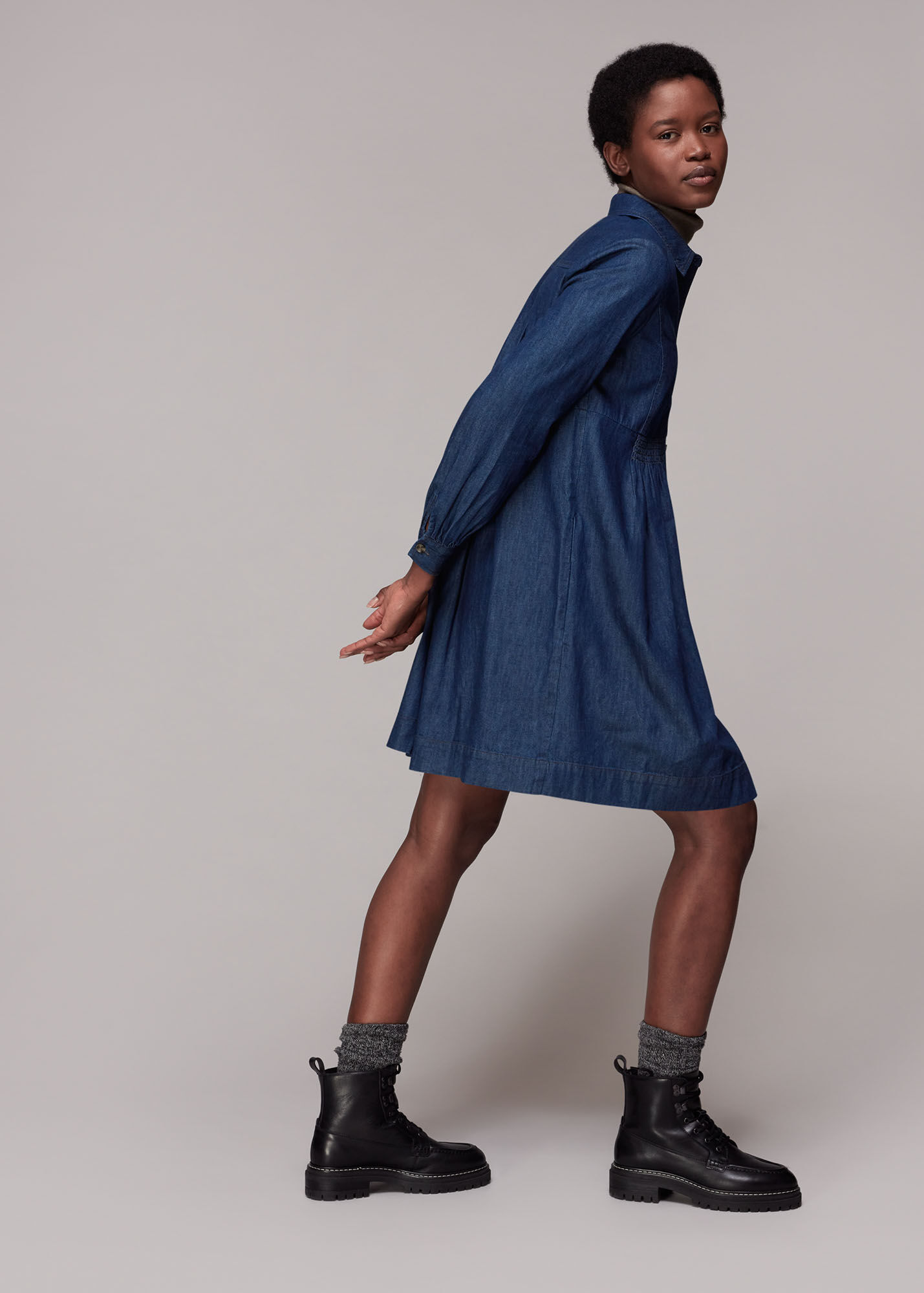Dark Denim Chambray Dress WHISTLES Whistles