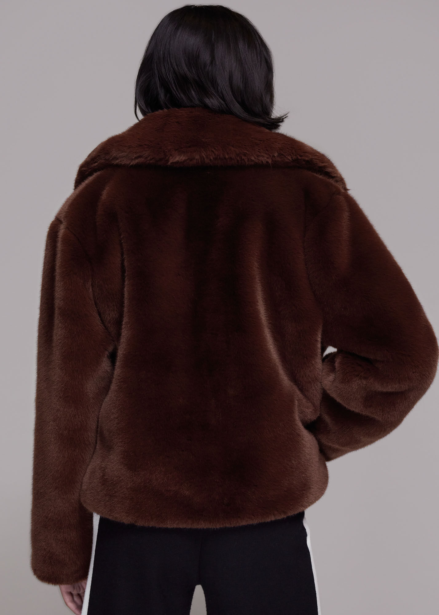 Chocolate Drew Faux Fur Coat WHISTLES