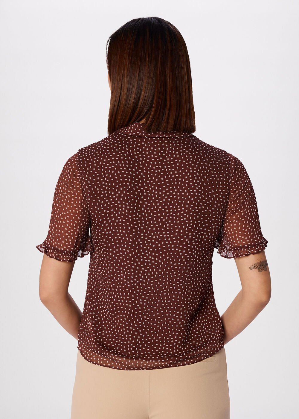 Polka Dot Sheer Sleeve Shirt