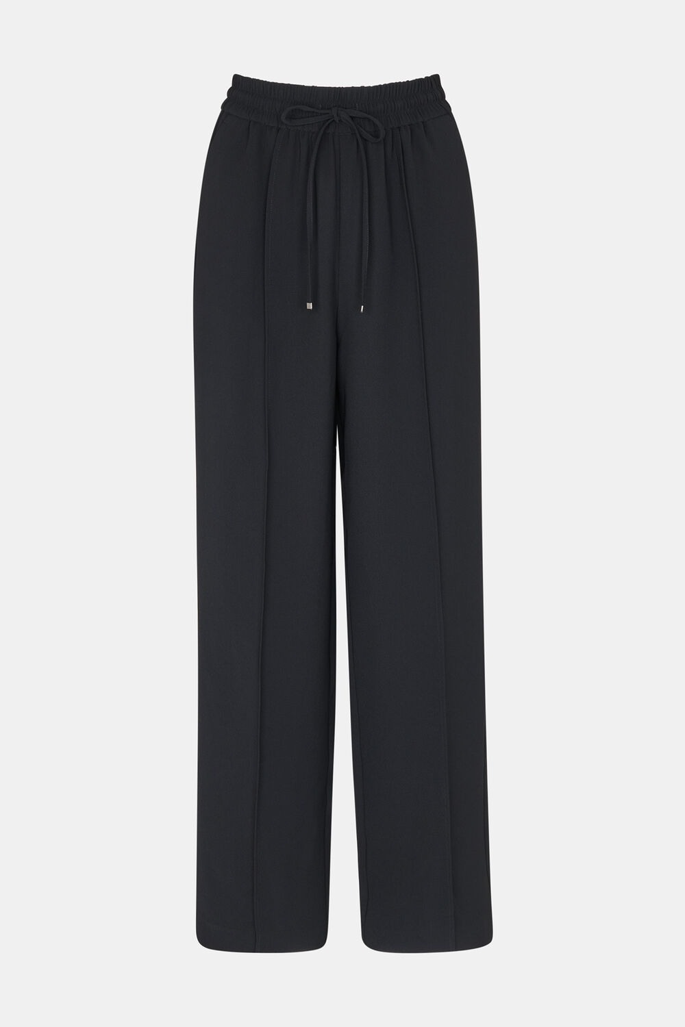 Black Drawstring Waist Crepe Trouser
