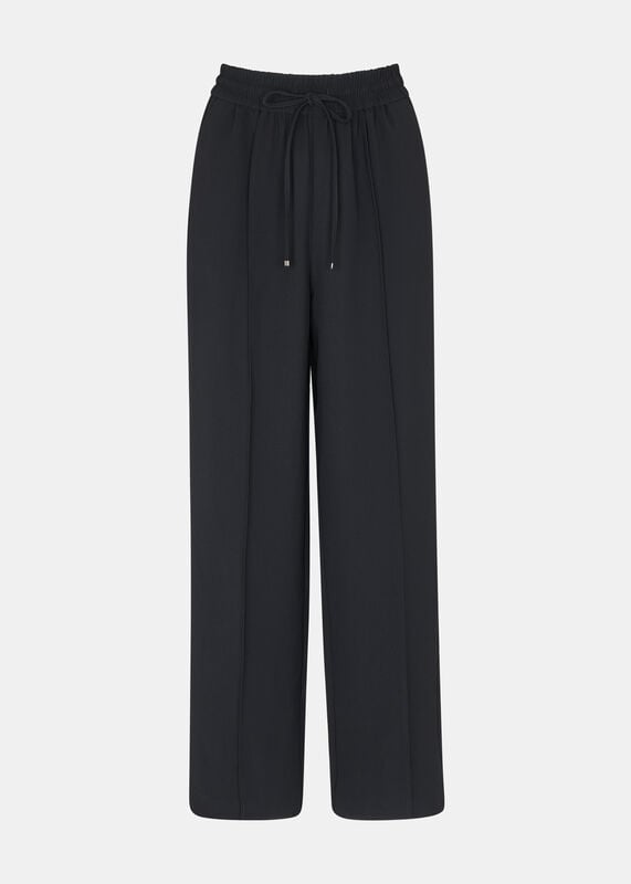 Black Drawstring Waist Crepe Pants