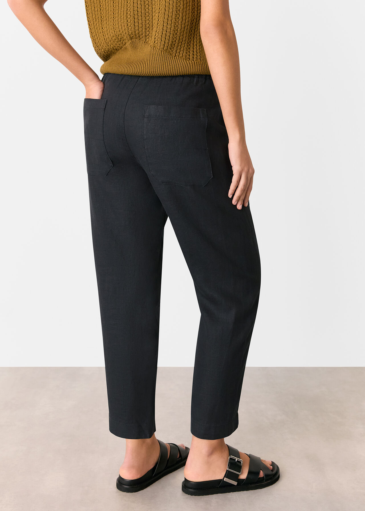 Linen Barrel Leg Trouser