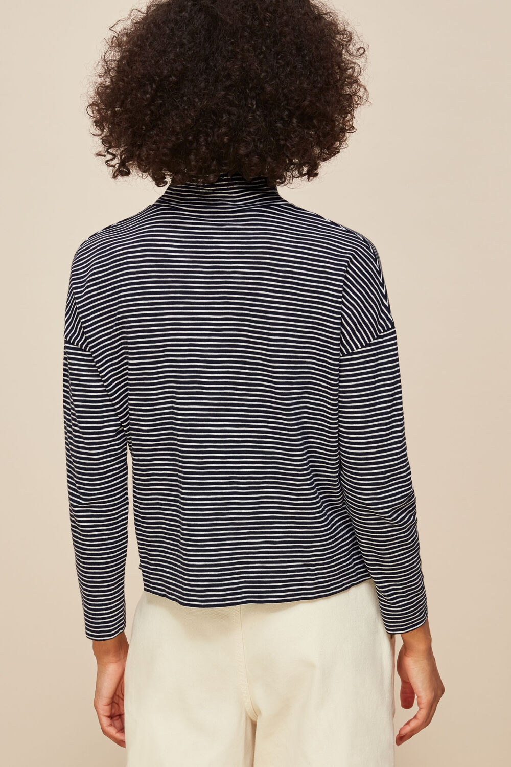 Stripe High Neck Relaxed Top