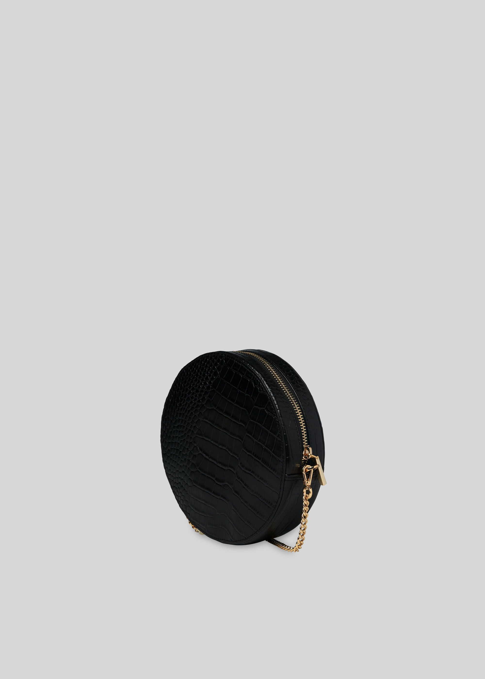 Black Brixton Circular Croc Bag