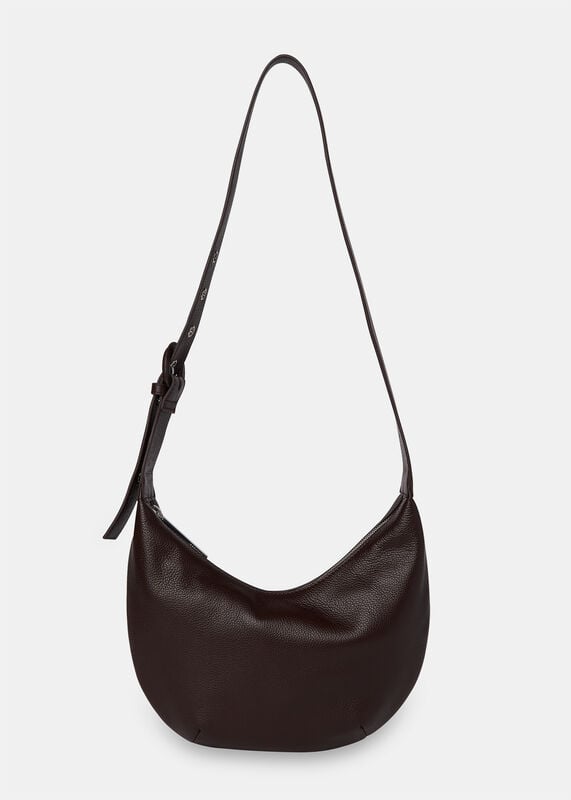 Chocolate Small Sia Curved Crossbody Bag