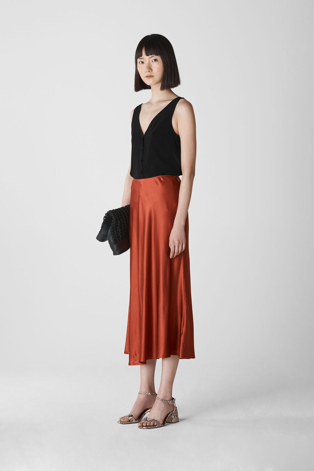 Bobbie Button Front Top Black