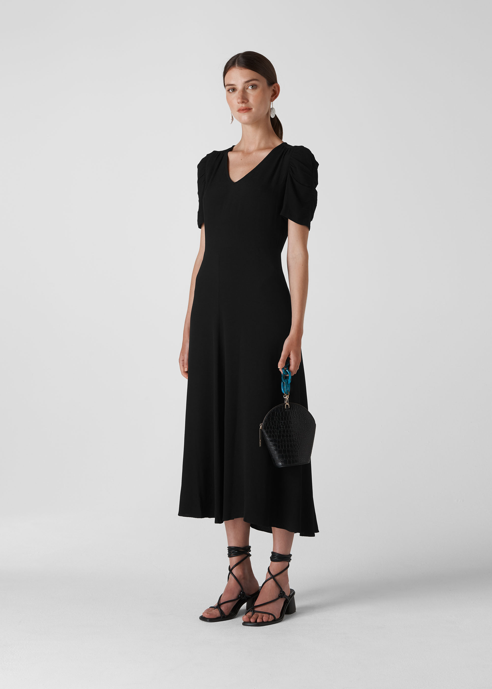 Black midi store dress with sleeves