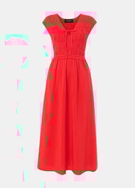 Petite Shirred Bodice V Neck Dress