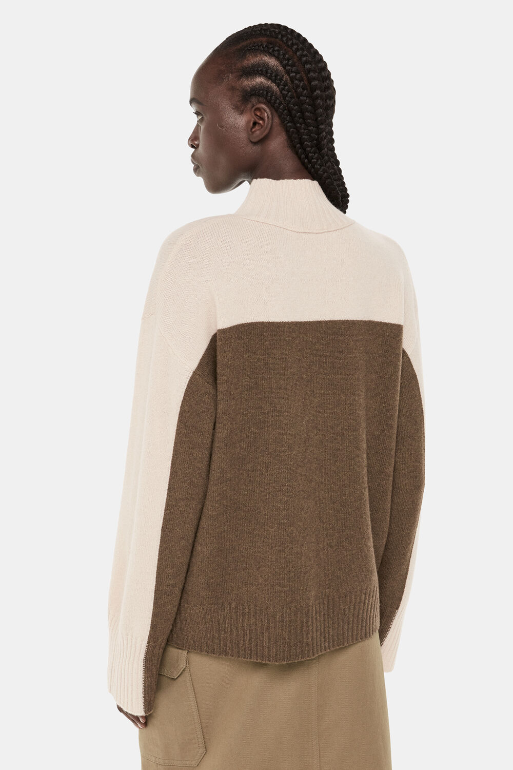 Wool Colour Block Funnel Neck