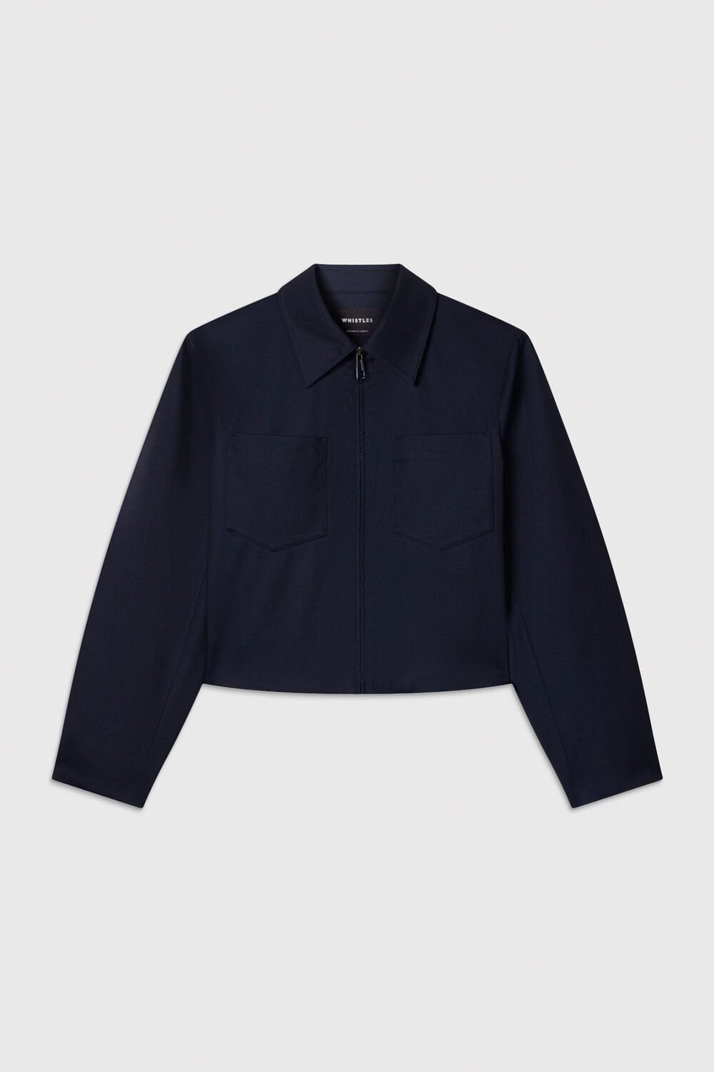Navy Compact Cotton Cropped Jacket