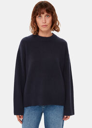 Navy Boyfriend Crew Neck Jumper | Whistles | Whistles UK