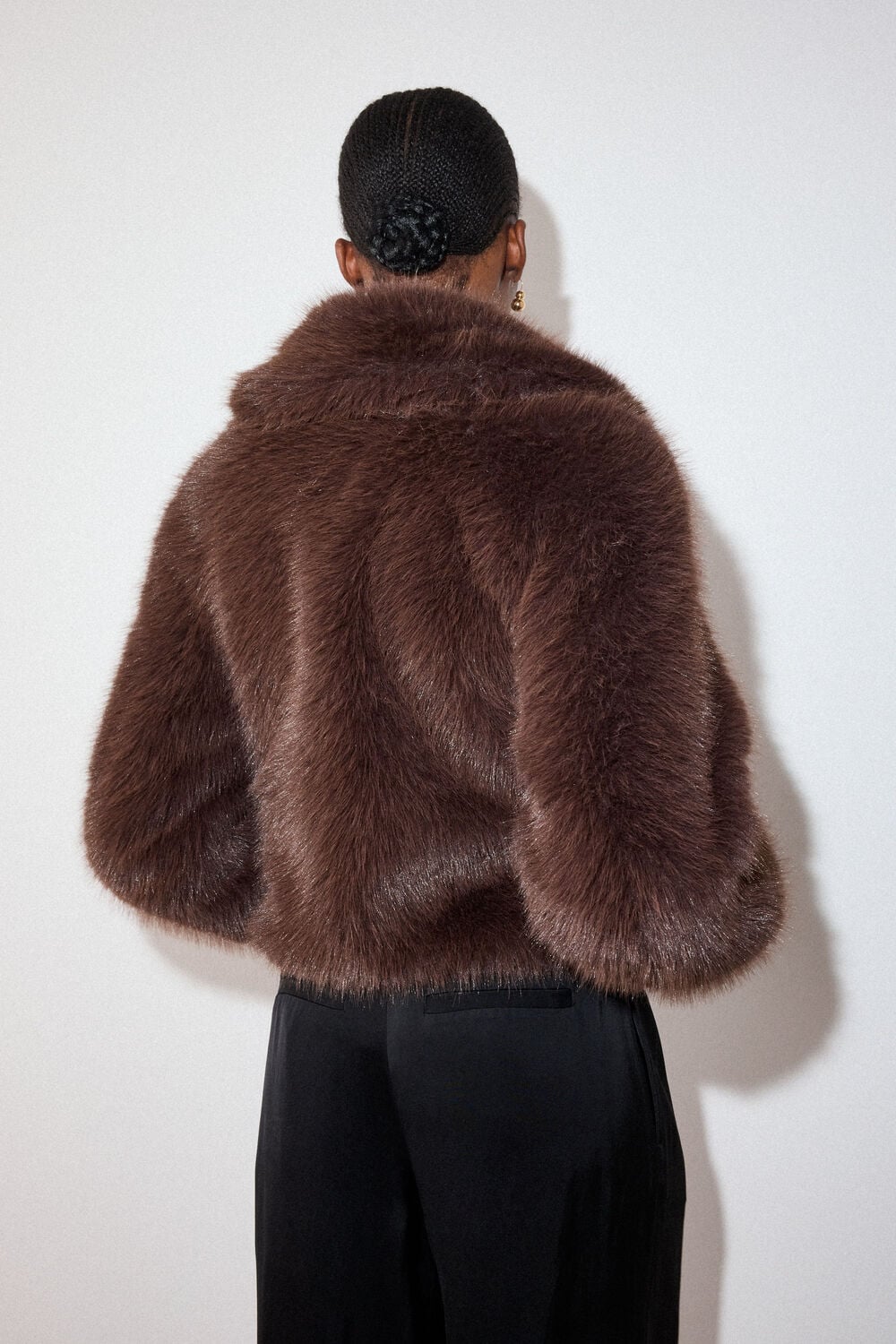 Brown Short Faux Fur Coat