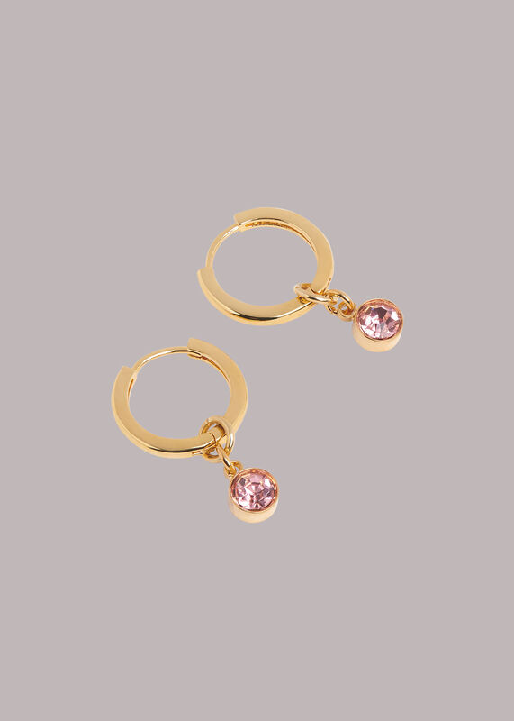 Gold Gem Drop Mini Hoop Earring