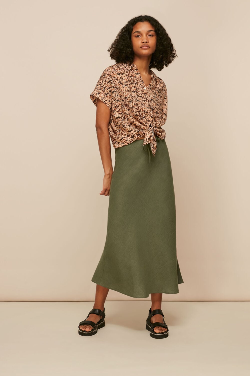 Linen Bias Cut Skirt