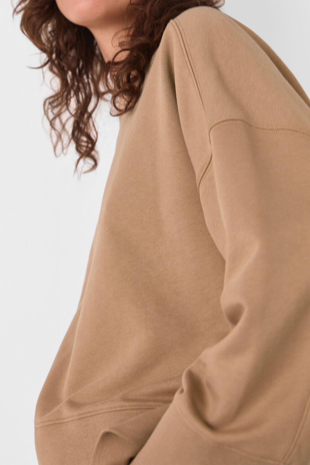 Camel Rib Cuff Detail Jersey Sweat