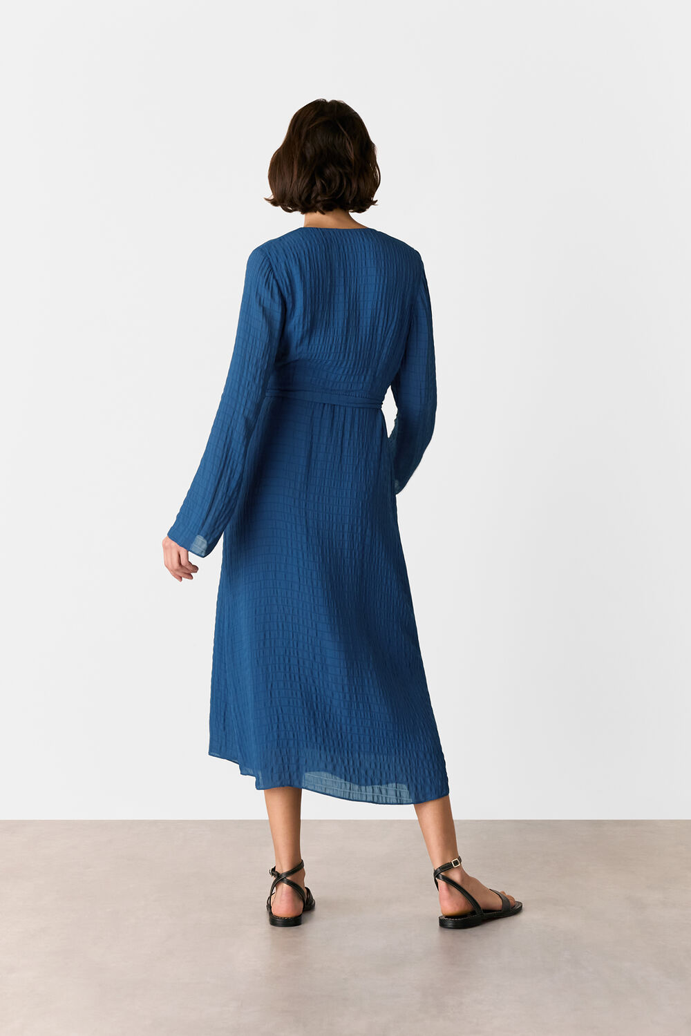 Alex Textured Wrap Midi Dress