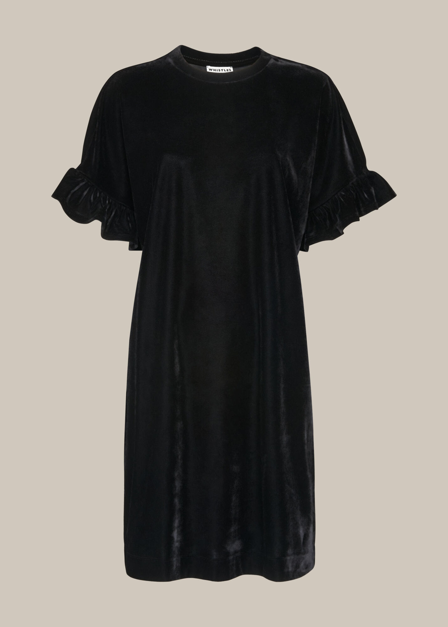 Black Velvet Frill Sleeve Dress | WHISTLES