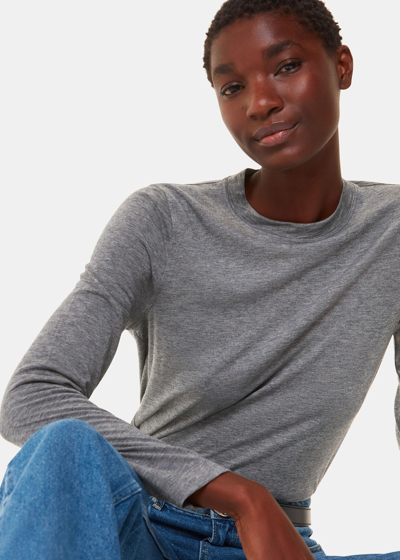 Wool Blend Crew Neck Top