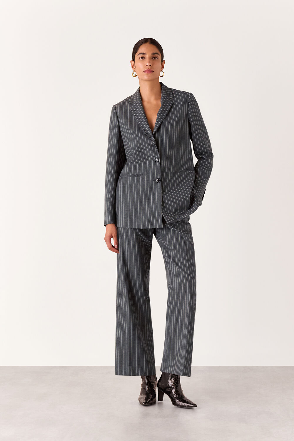 Isla Pinstripe Wool Trouser