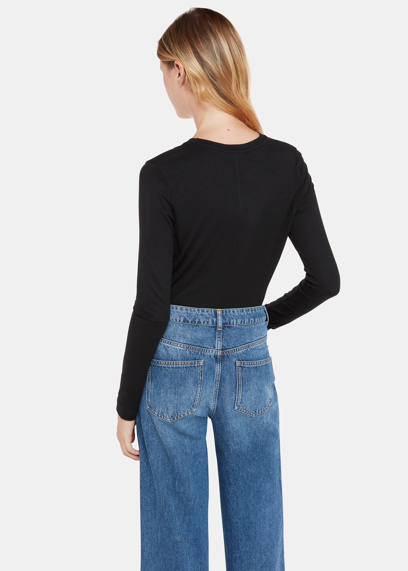 Black Curve Seam Detail Top WHISTLES Whistles US