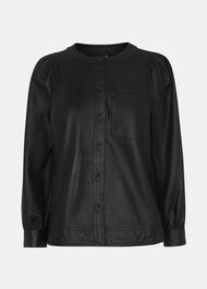 Leather Gathered Sleeve Shirt