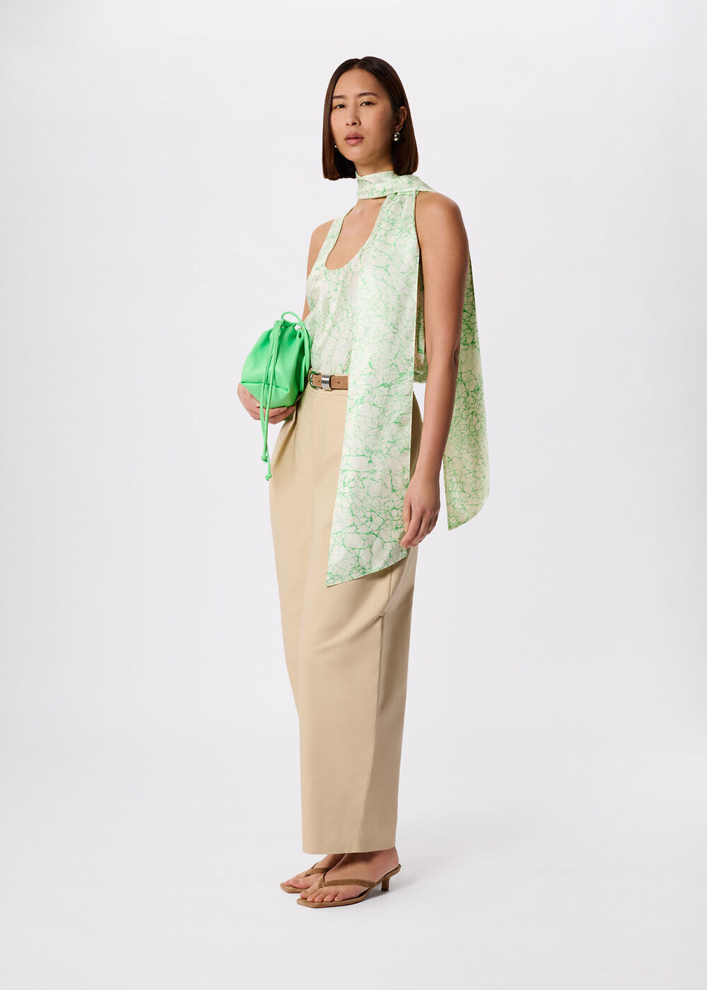 Printed Silk Scarf Vest Top