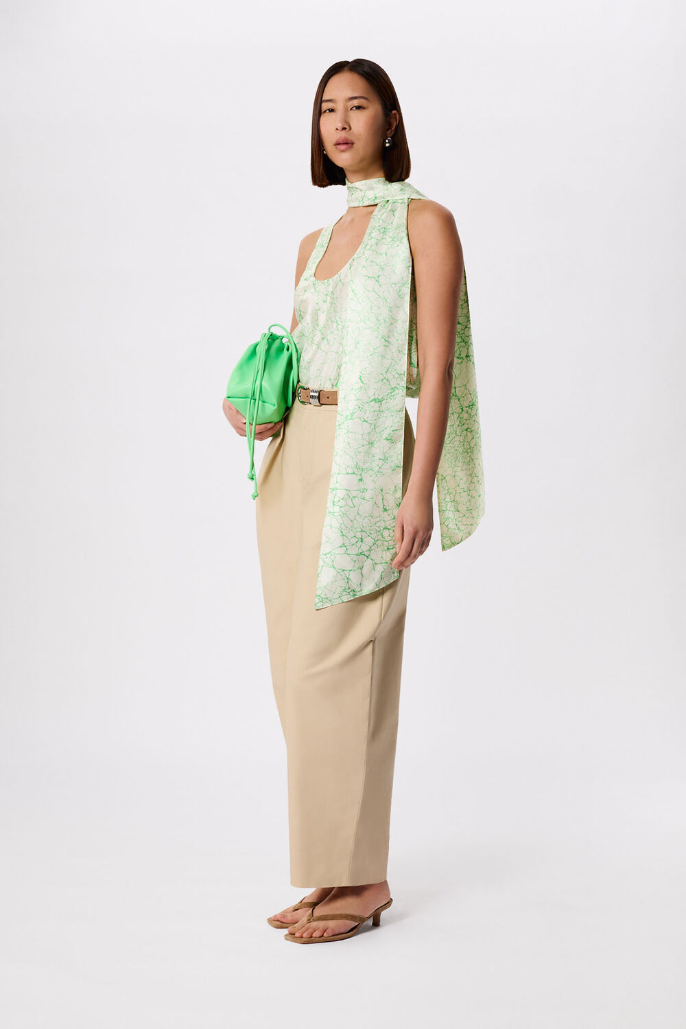 Printed Silk Scarf Vest Top
