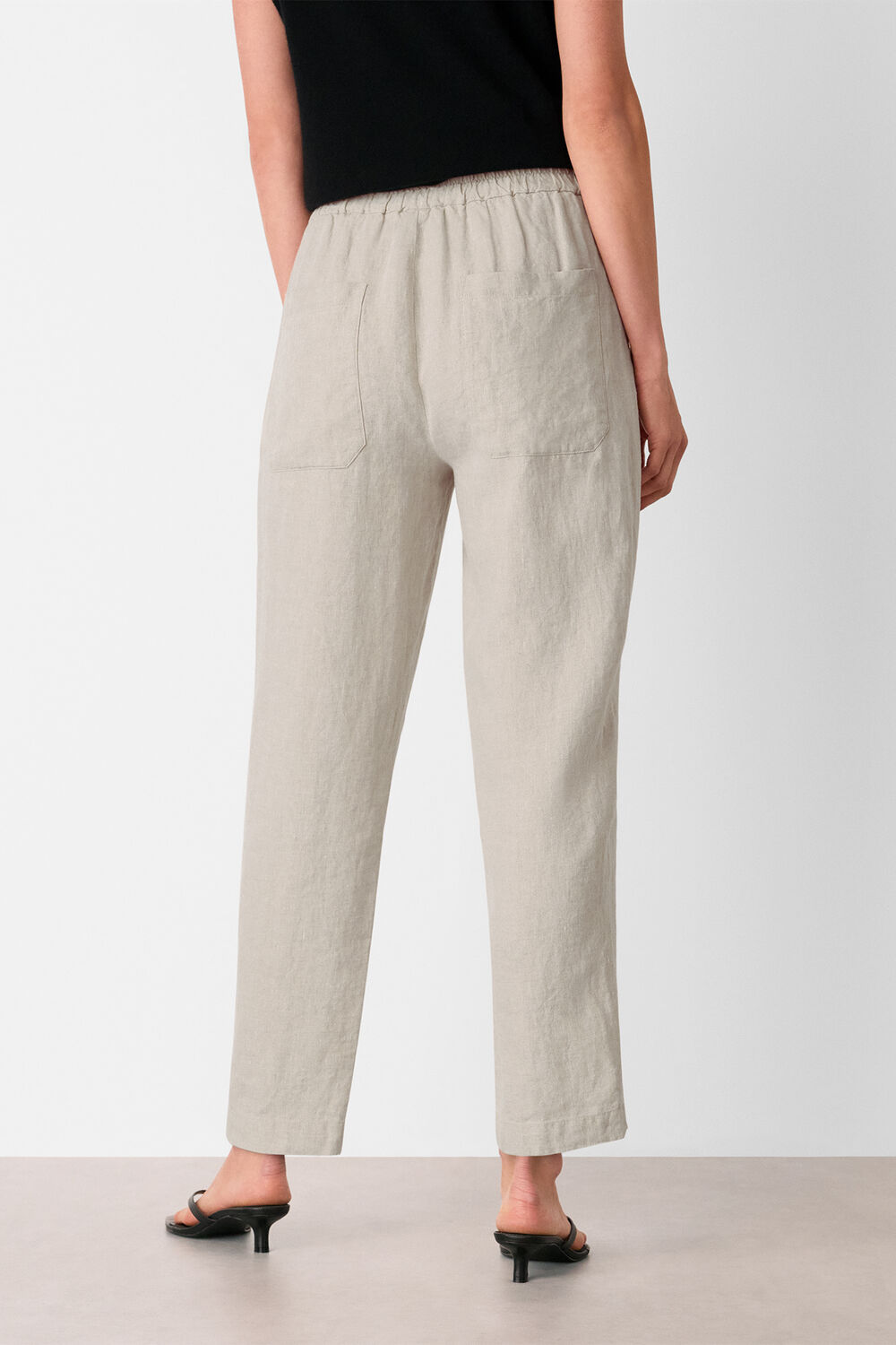 Oatmeal Linen Barrel Trouser