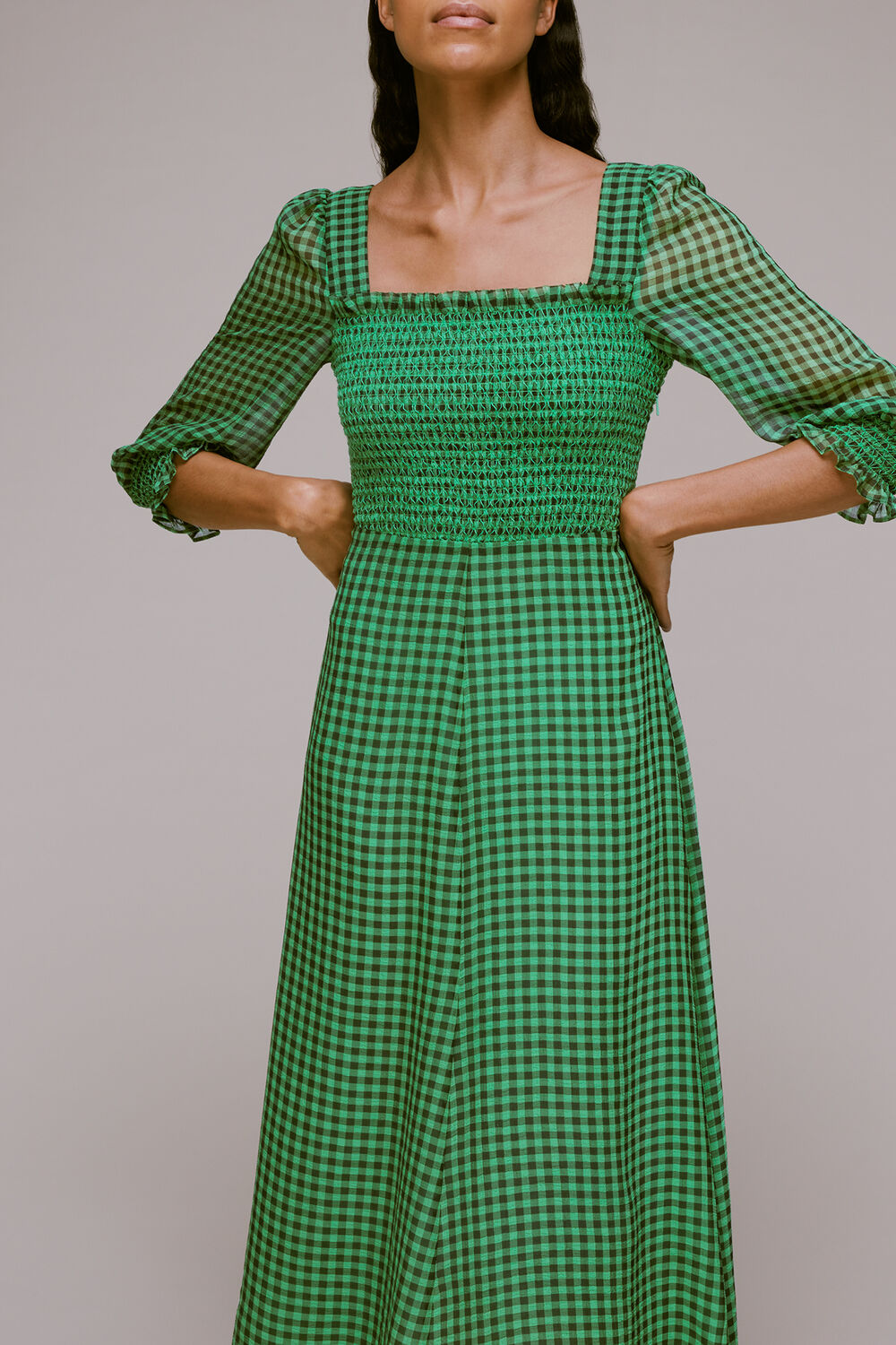 Lottie Gingham Shirred Dress