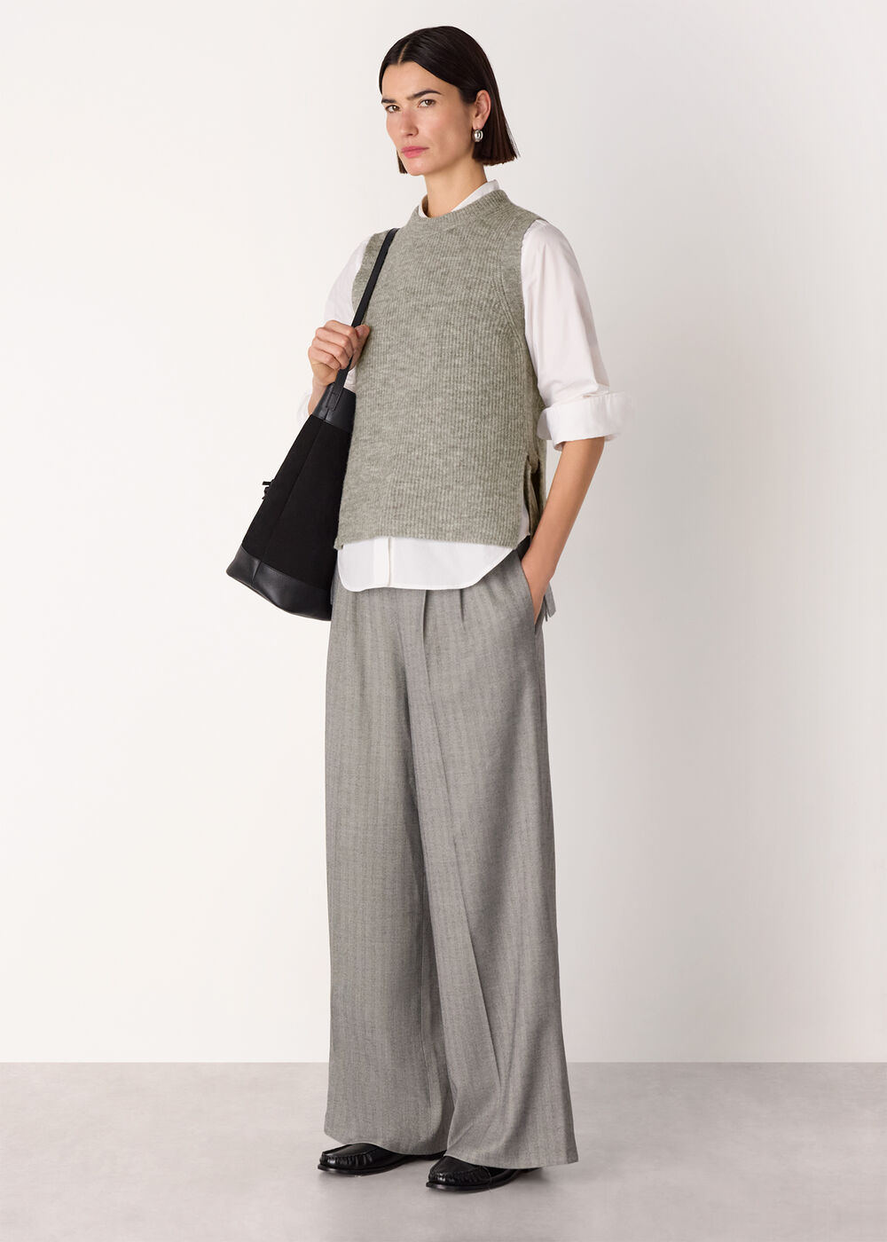 Wool Mix Side Tie Detail Tank