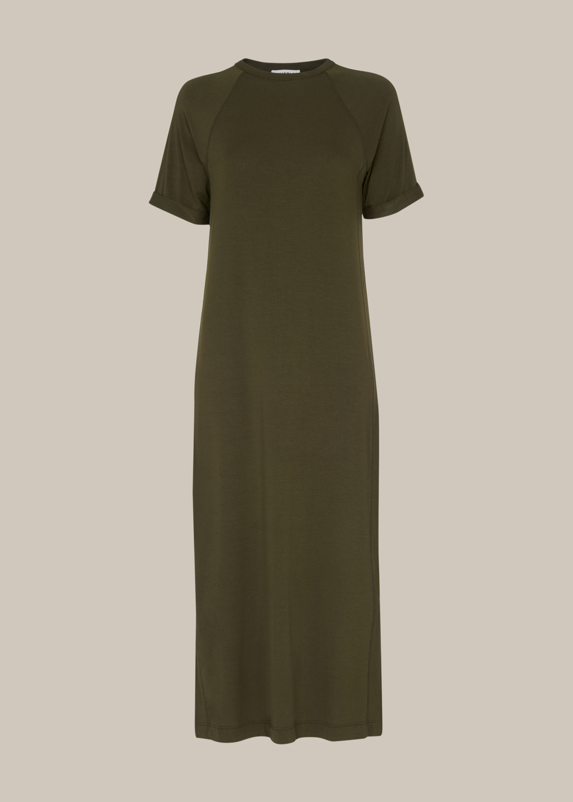 Khaki Jersey Longline Dress | WHISTLES | Whistles UK |