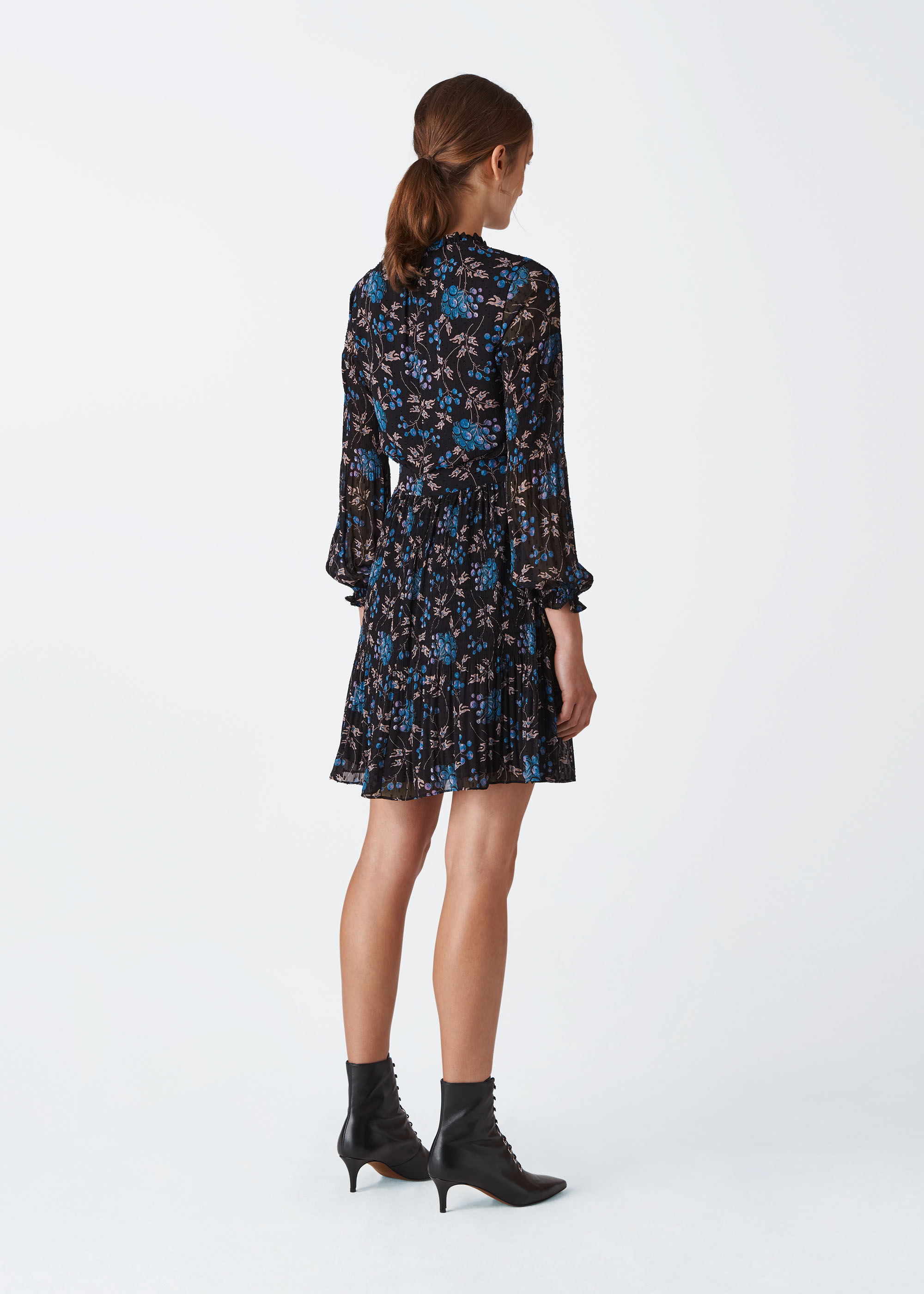 Black Multi Elderberry Print Dobby Dress WHISTLES