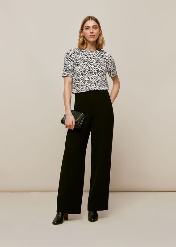 Black Petal Print Shell Top