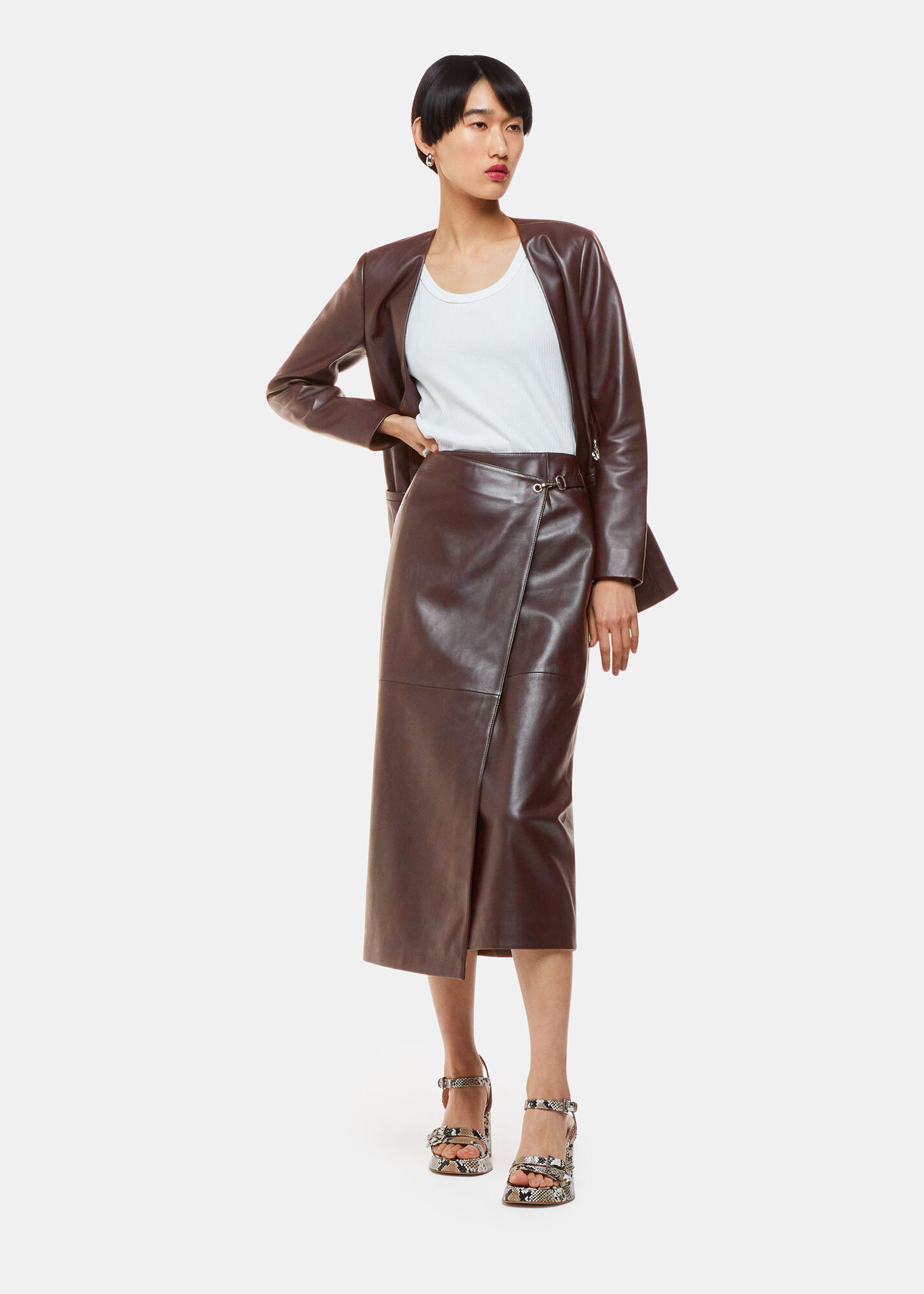 Wrap around leather skirt top