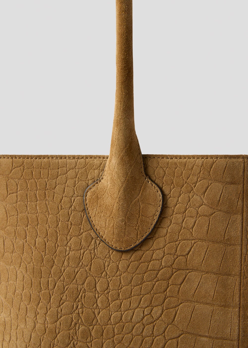 Neutral Leandra Croc Suede Tote Bag