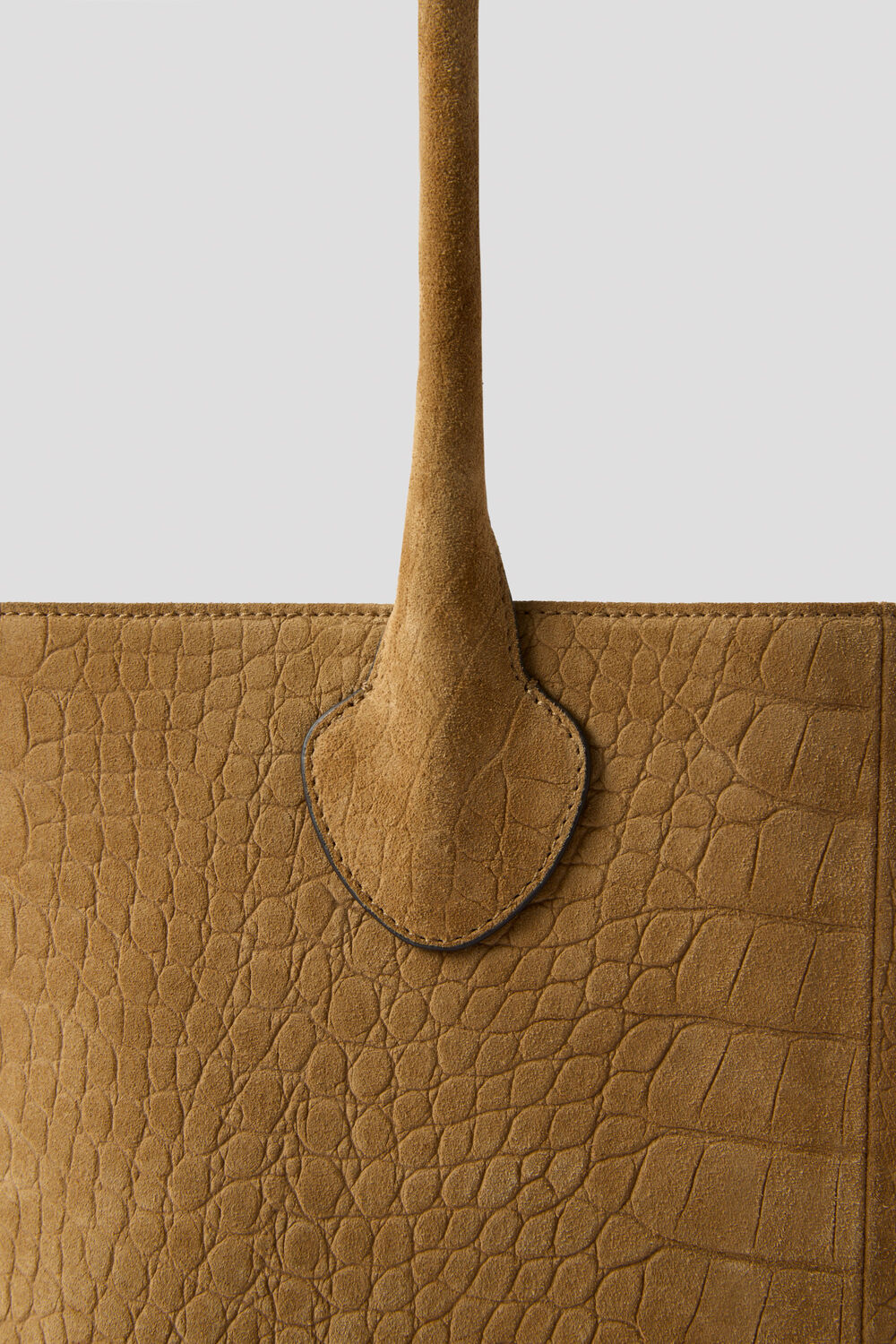 Neutral Leandra Croc Suede Tote Bag