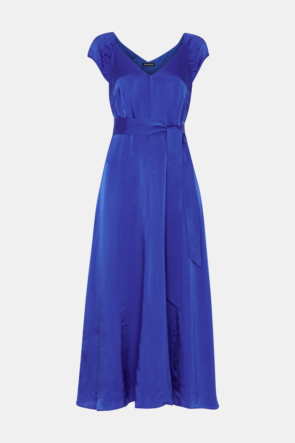 Cobalt Blue Arie Hammered Satin Midi Dress
