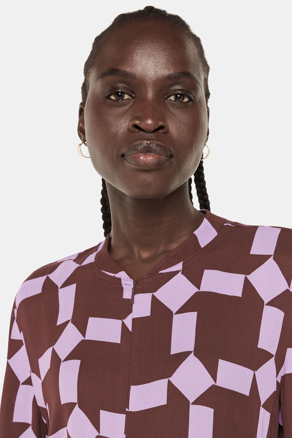 Purple Spun Check Midi Dress