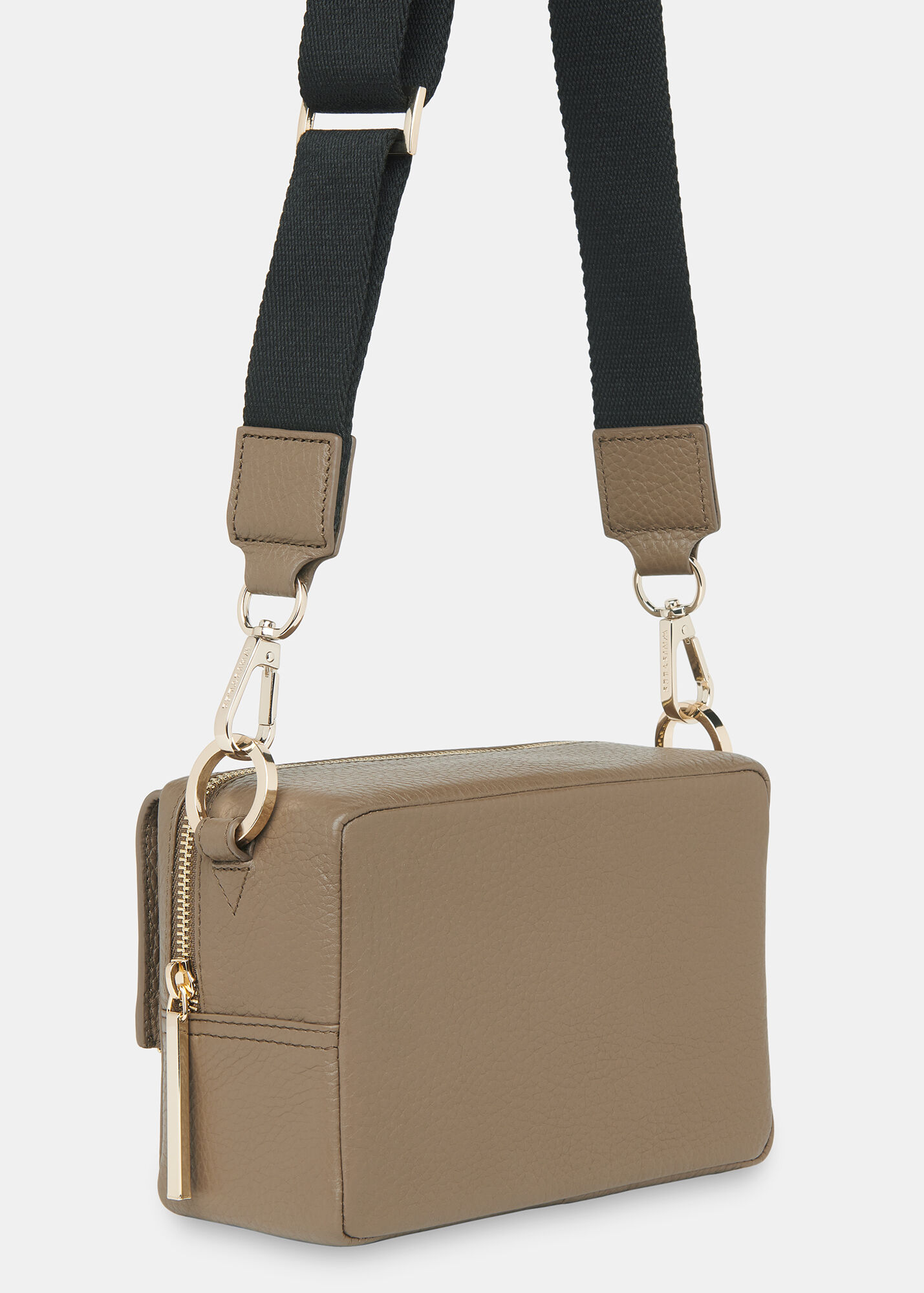 Bibi Khaki Leather Crossbody Bag With Strap Whistles