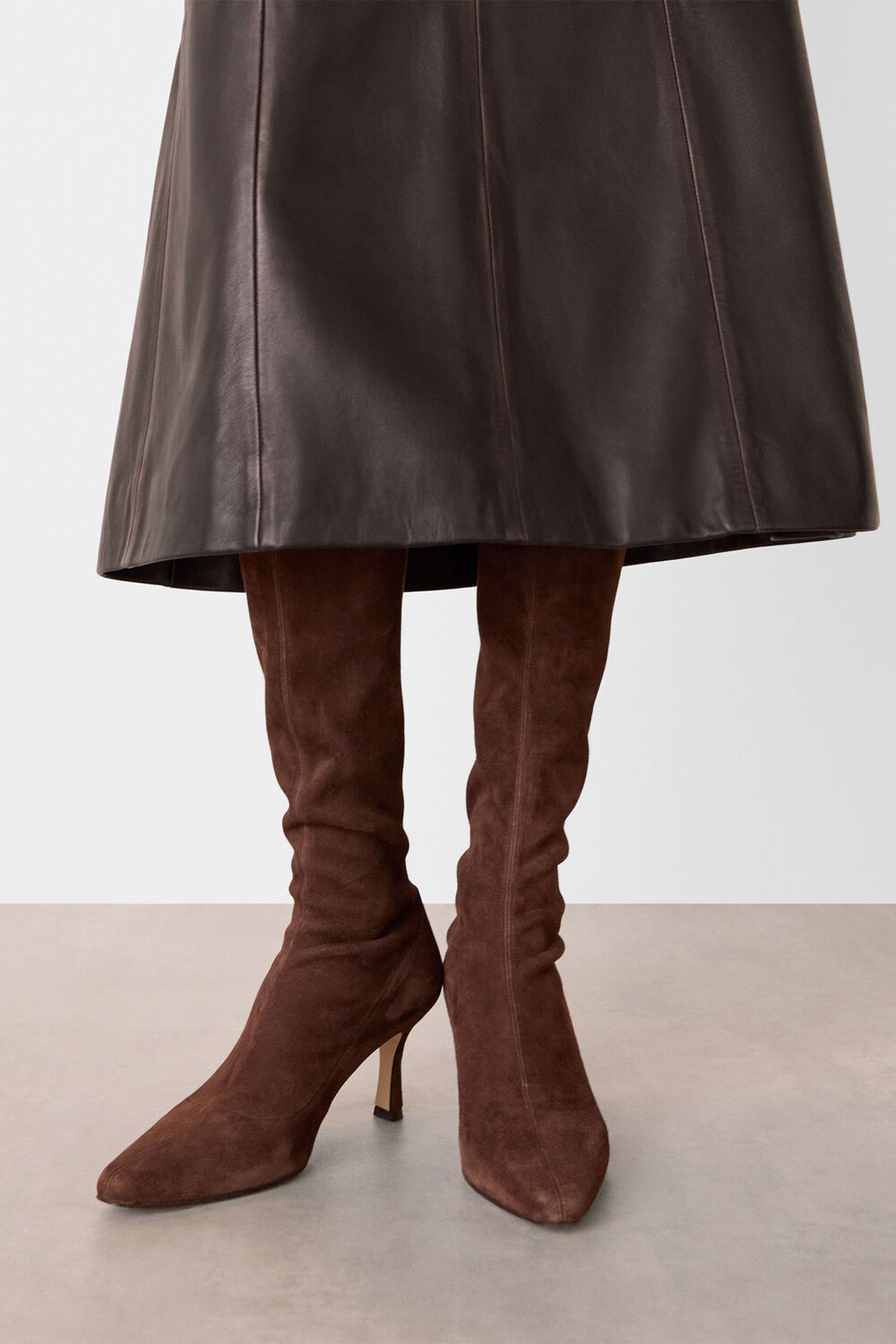 Chocolate Hera Stretch Suede Boot