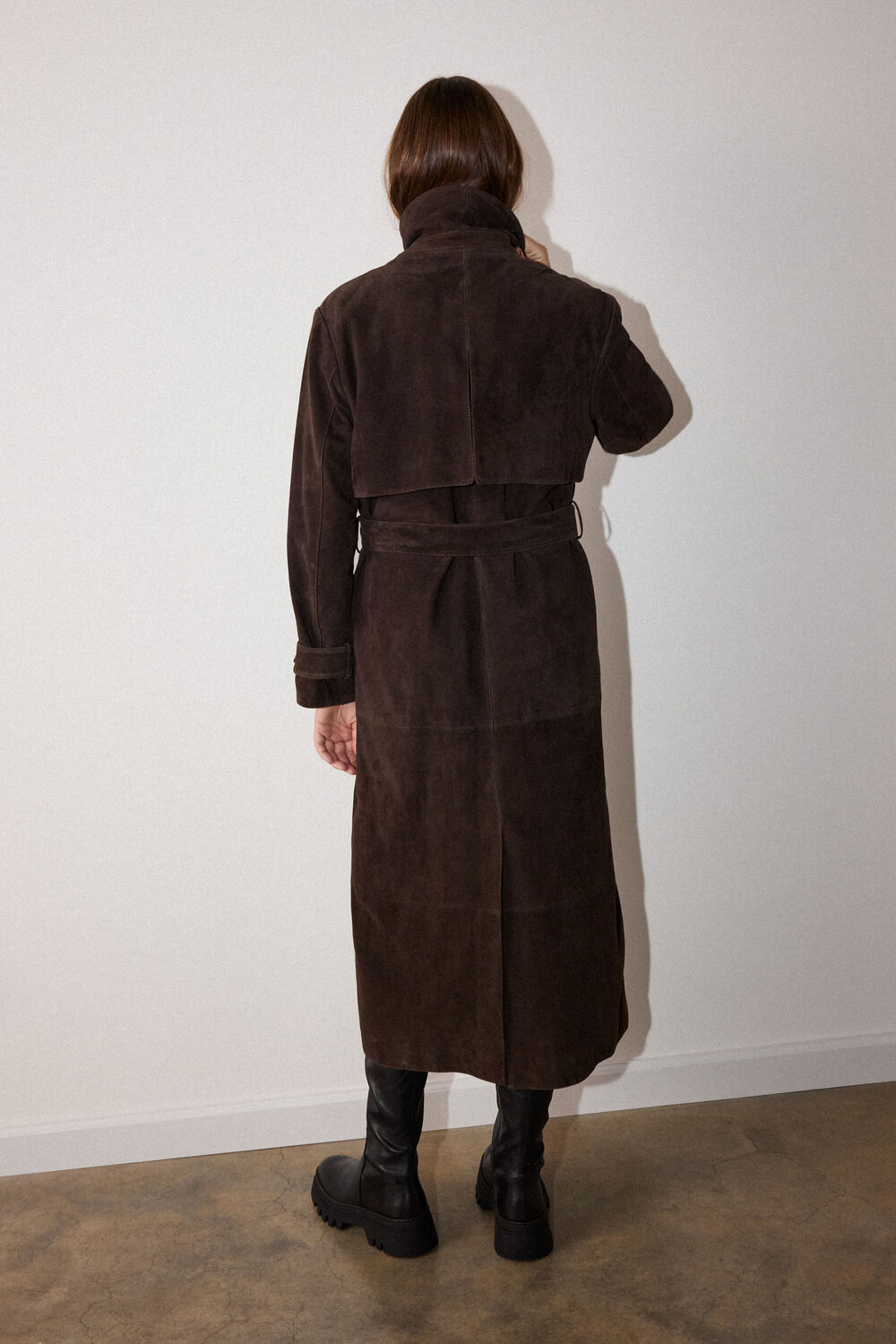 Chocolate Suede Trench Coat