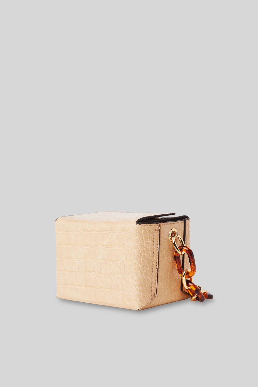 Bay Mini Croc Cube Bag Beige