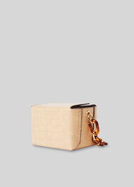 Bay Mini Croc Cube Bag Beige