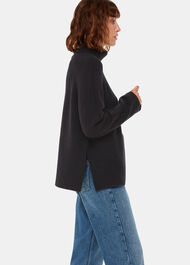 Textured Rib Detail Roll Neck