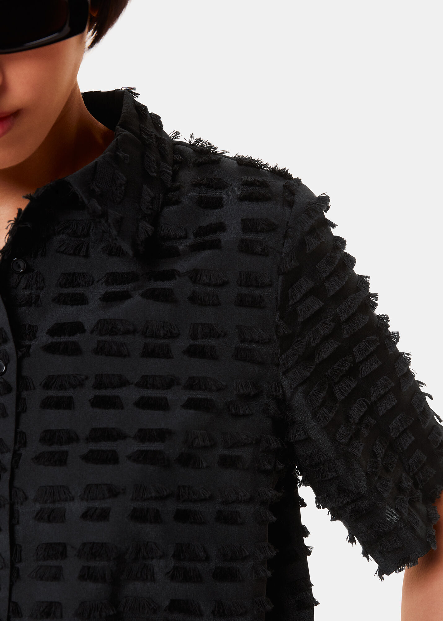 Black Cami Fringe Shirt | WHISTLES | Whistles UK |