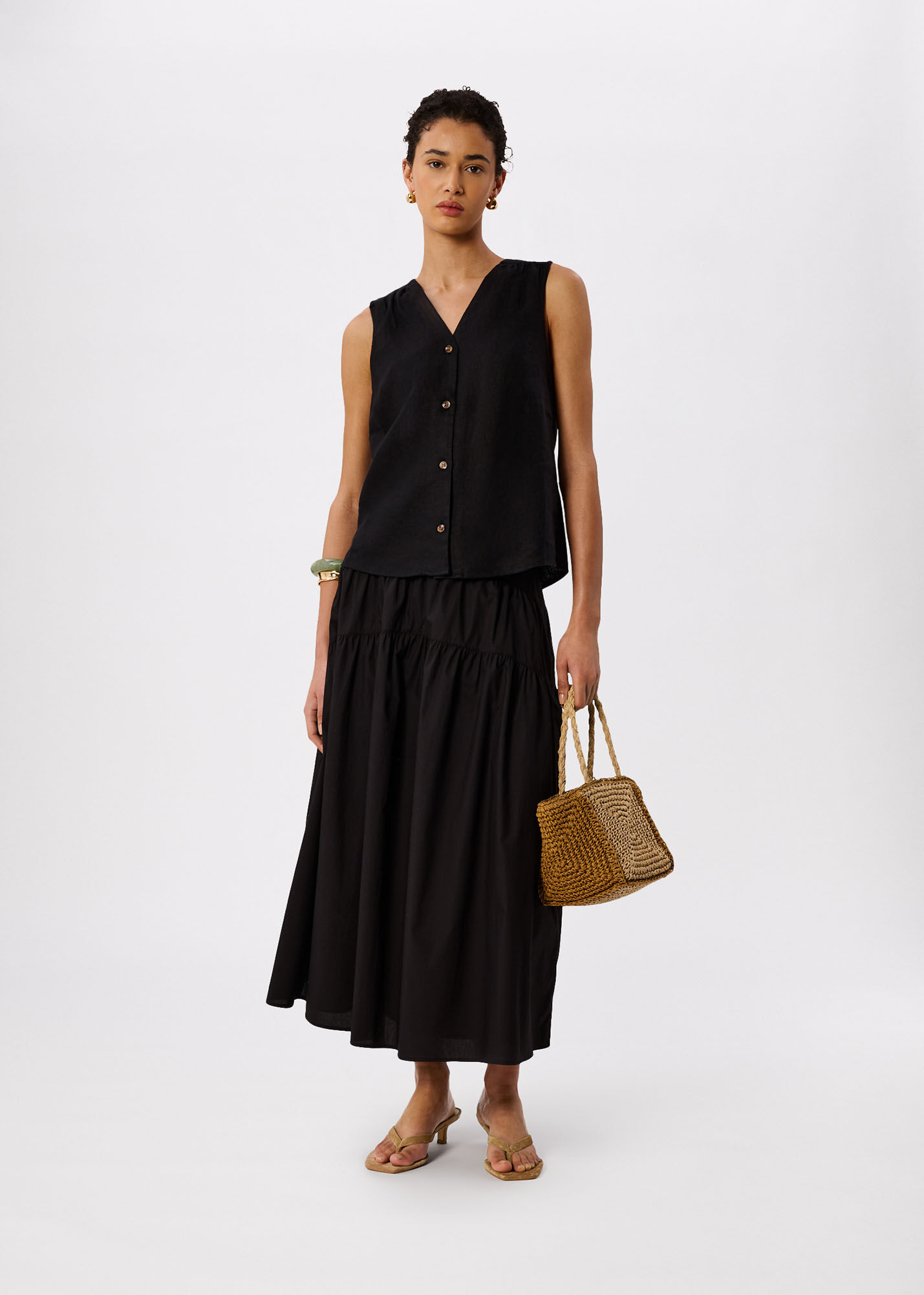 Black Laura Linen Tank | WHISTLES | Whistles UK |