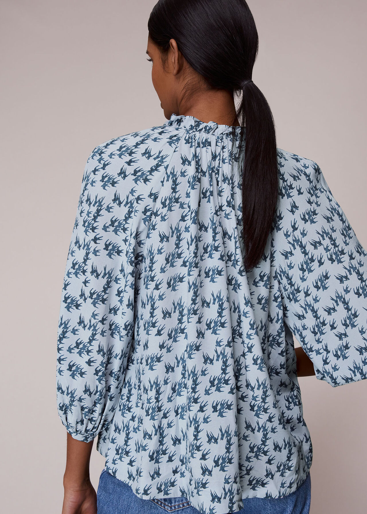 Beatrix Swallows Print Blouse